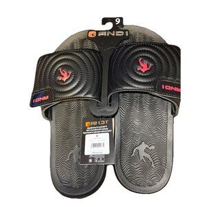 AND1 Men’s Athletic Adjustable Swirl Slide Sandals Black Size 9